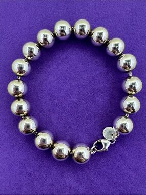 💛 Classic Tiffany & Co. Sterling Silver 10mm Ball Bracelet | Authentic Designer
